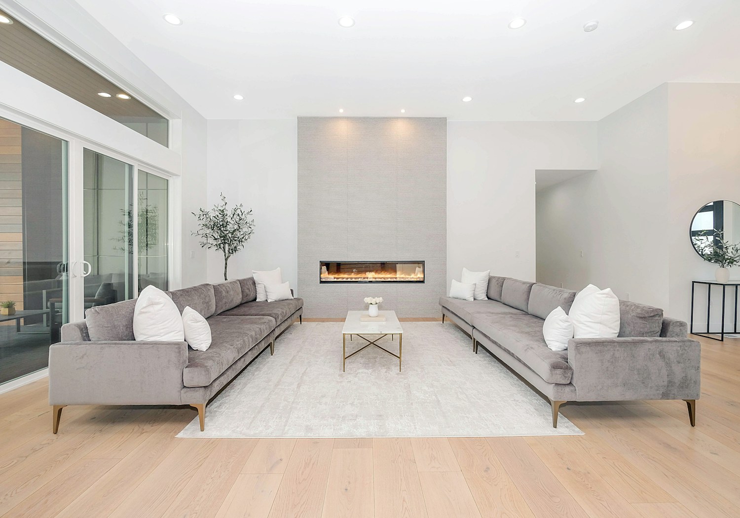Sunlit modern living room interior